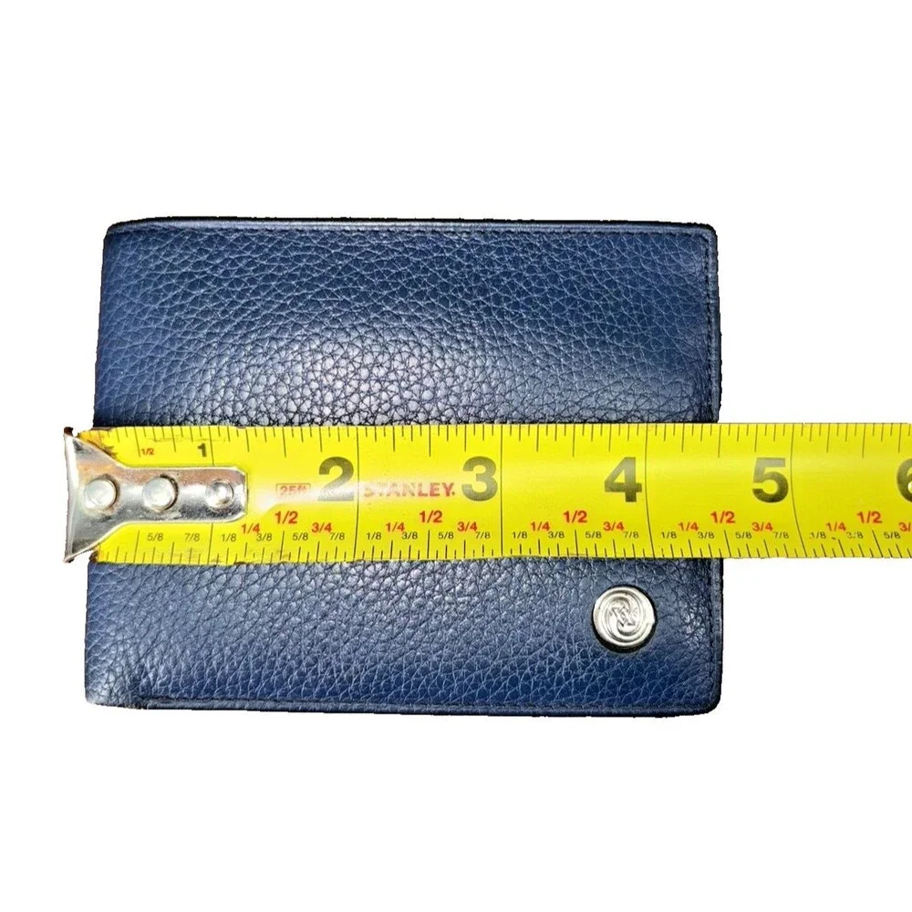 Vakko Navy Pebbled Leather Bifold Wallet